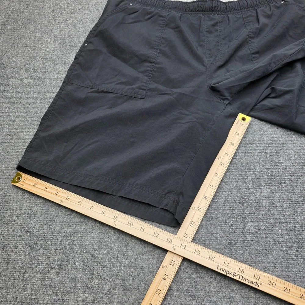Nike Men's‎ Swim Trunks Shorts Size XL Black Cargo Pocket Mesh Lined Blue Swoosh